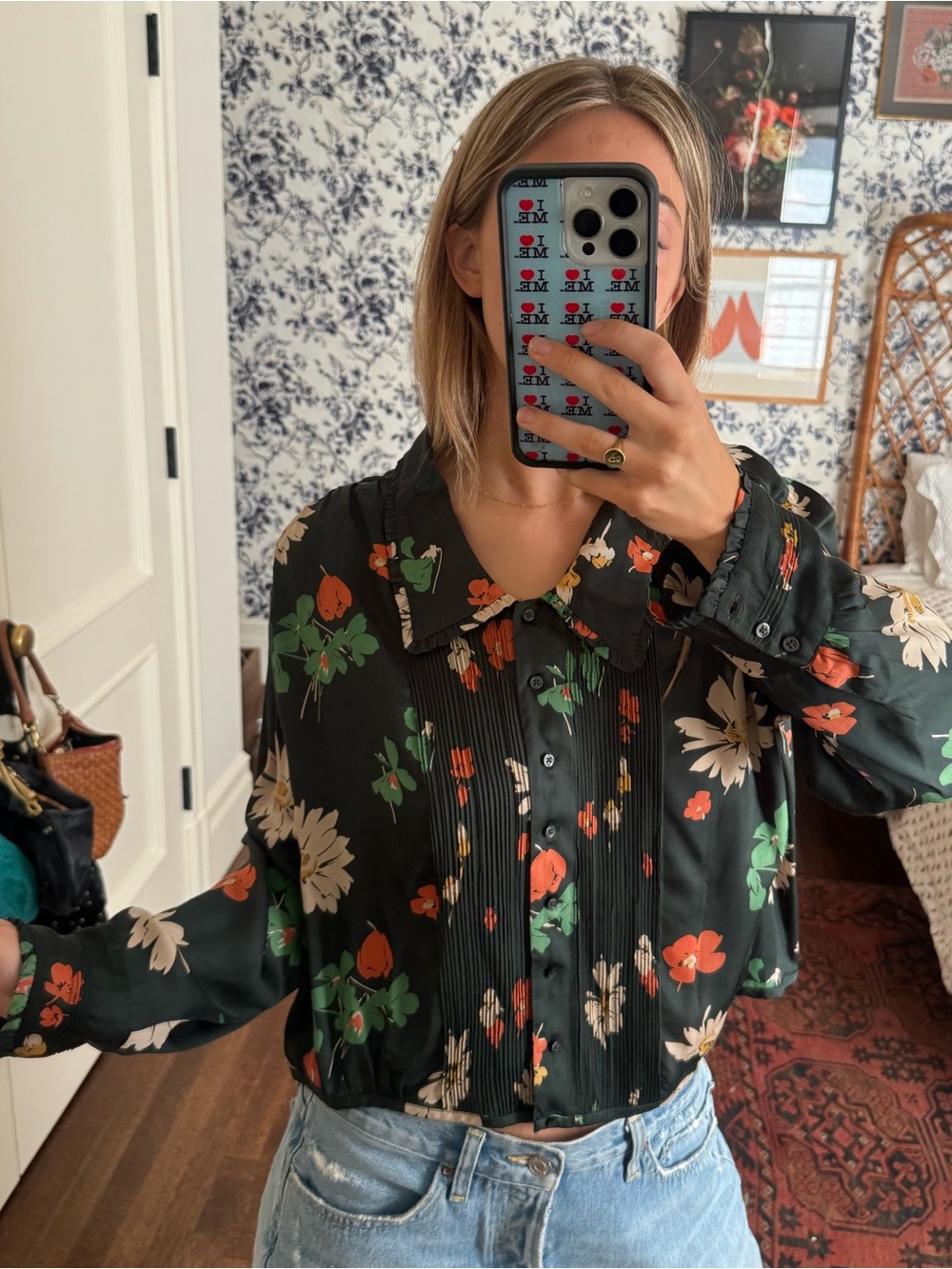 THE GREAT floral green blouse size 1